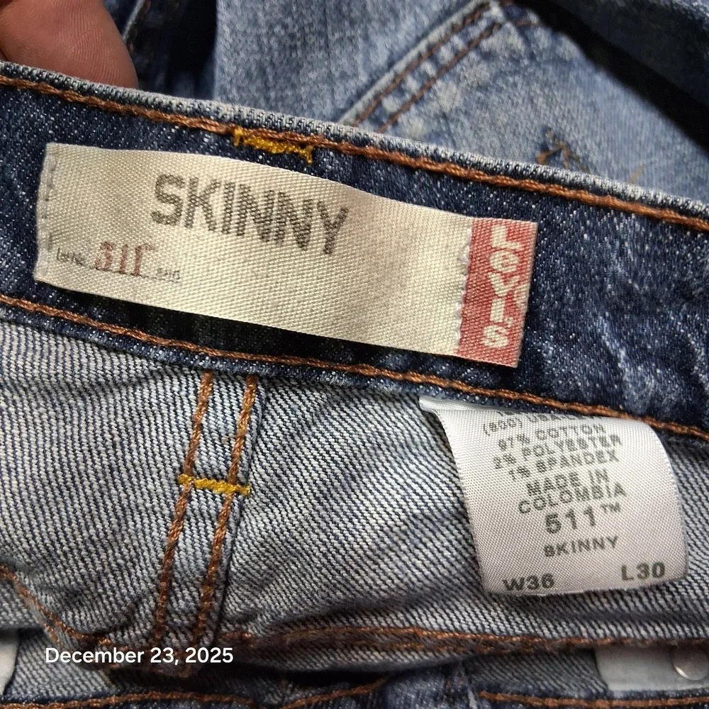 Levi's 511 Blue Jeans Men 36x30 Slim Fit Skinny Leg Denim Pants‎ Stone Wash